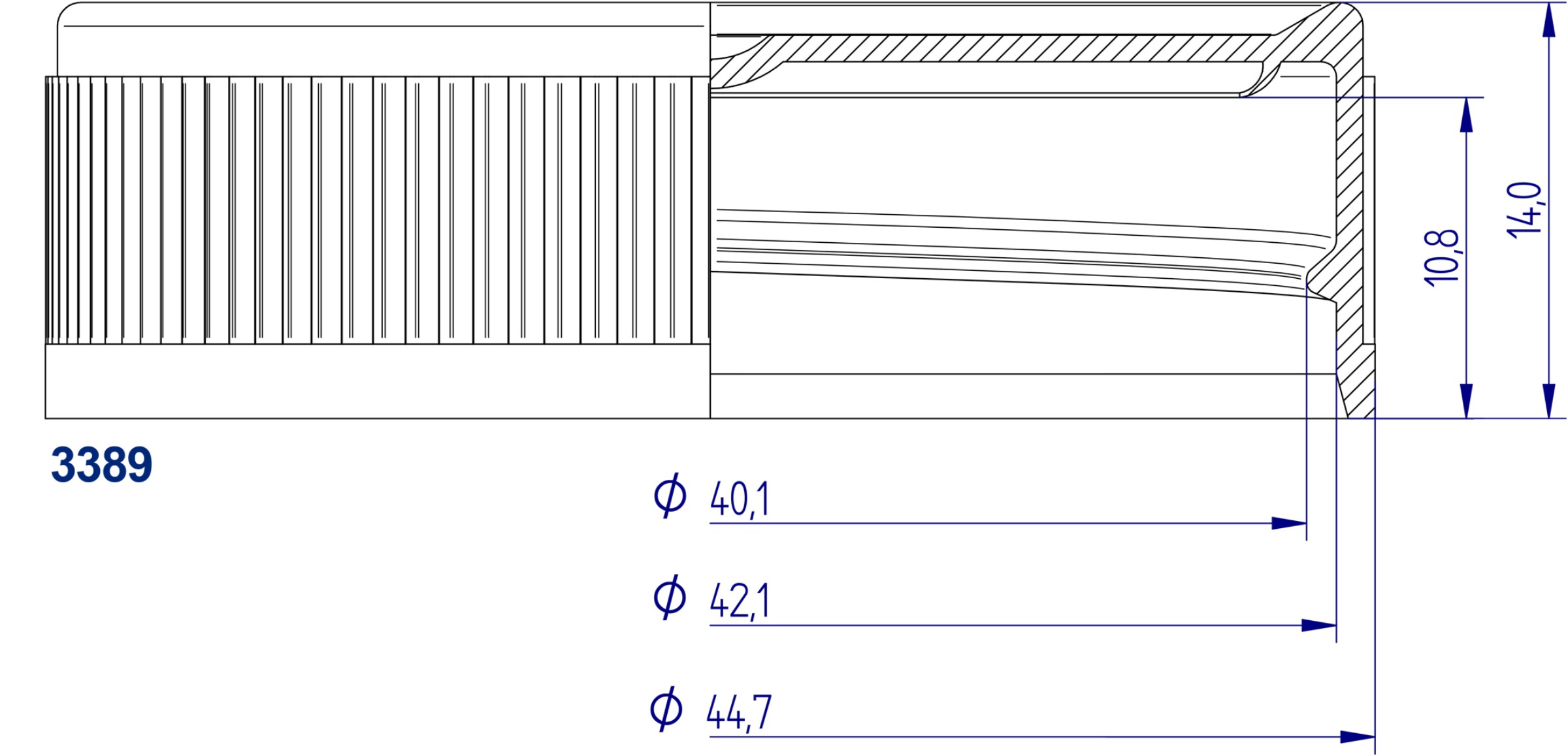 Thread specification Screw 43 mm 3389 Seal ridge