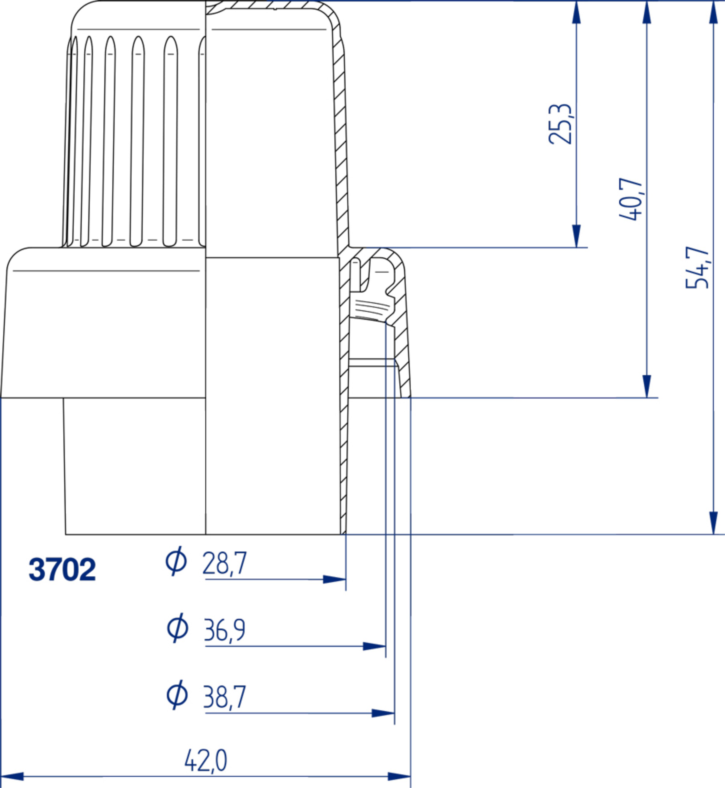 Draad specificatie Twist off 38 mm 3702 Dosing cap